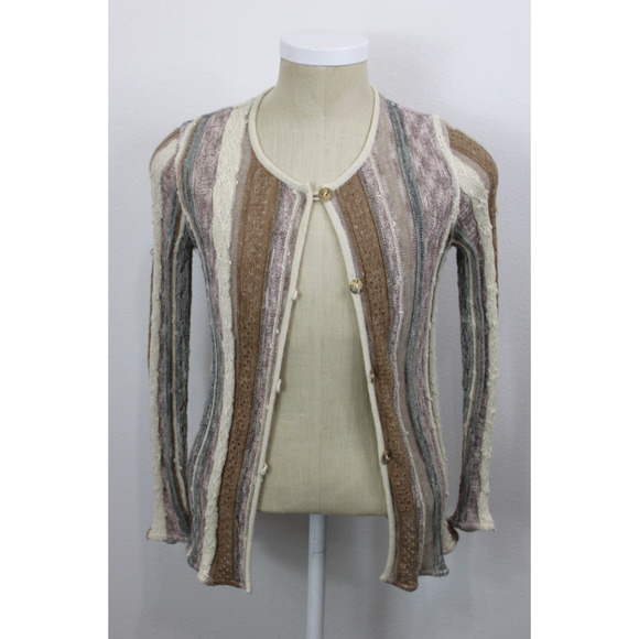 Simply Natural Cardigan Alpaca Long Sleeve Sweater Gray Brown Peru Size S - Picture 9 of 13